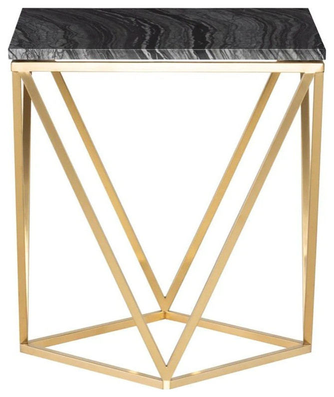 Vera Gold Side Table   Contemporary   Side Tables And End Tables   by Peachtree Fine Furniture  Houzz