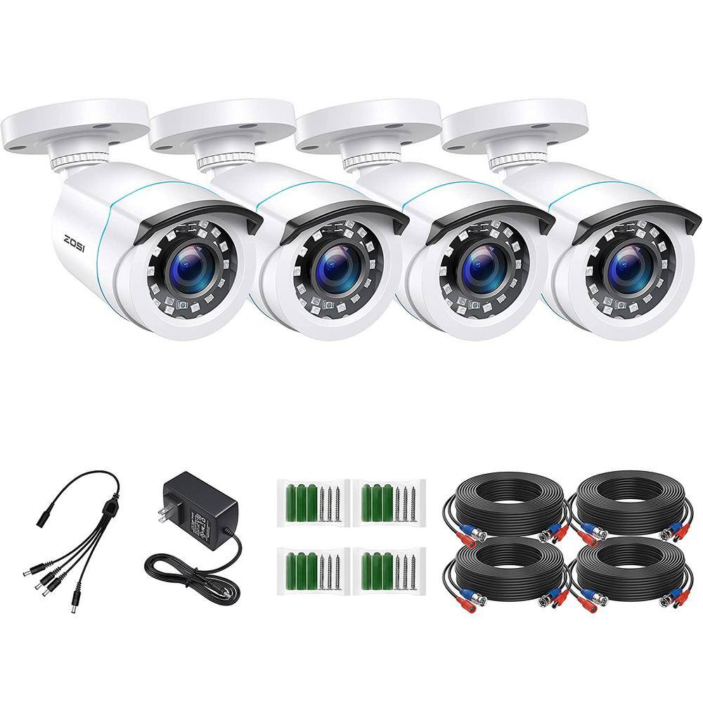 ZOSI Wired 1080p Outdoor Bullet Security Camera Only Compatible with TVI Analog DVR (4-Cameras) 4AK-1062C-W-US