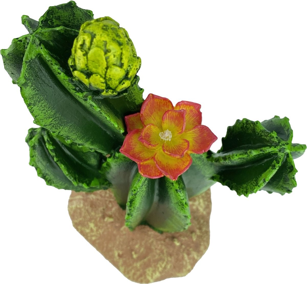 Komodo Cactus Flower Reptile Ornament， Green