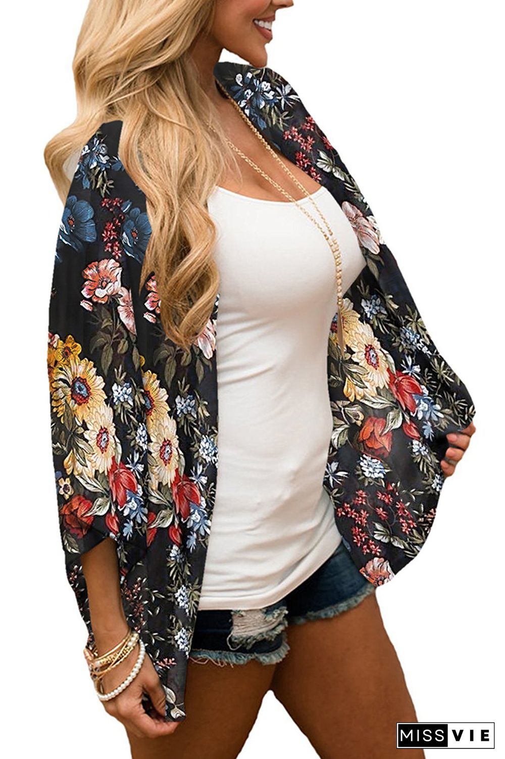 Casual Chiffon Print Sunscreen Blouse Cover up