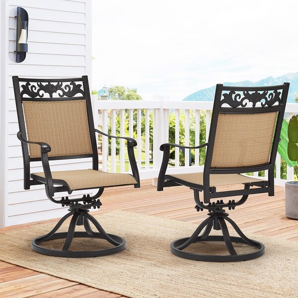 EROMMY Swivel Patio Dining Chairs Set of 2，Outdoor Wicker Aluminum Swivel Chair，Swivel Rocker with AllWeather Aluminum Frame