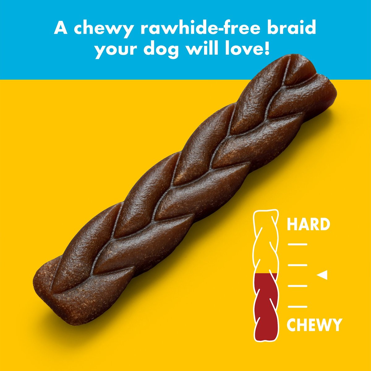 Chewsday Chicken Delight Chew Braids Rawhide-Free Dog Hard Chews， 7 count， Original