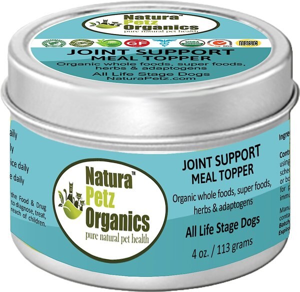 Natura Petz Organics Joint Support Turkey Flavored Powder Joint Supplement for Dogs， 4-oz tin