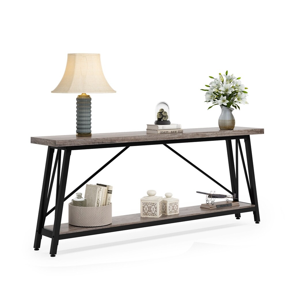 Long Entryway Table  70.9 Inch Vintage Industrial Sofa Console Table