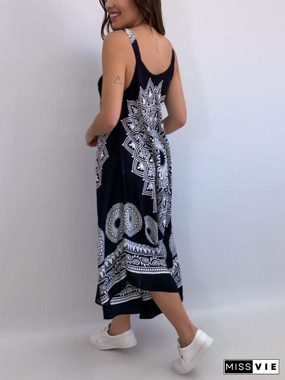 Boho Mandala Print Wide Strap Dress P10321