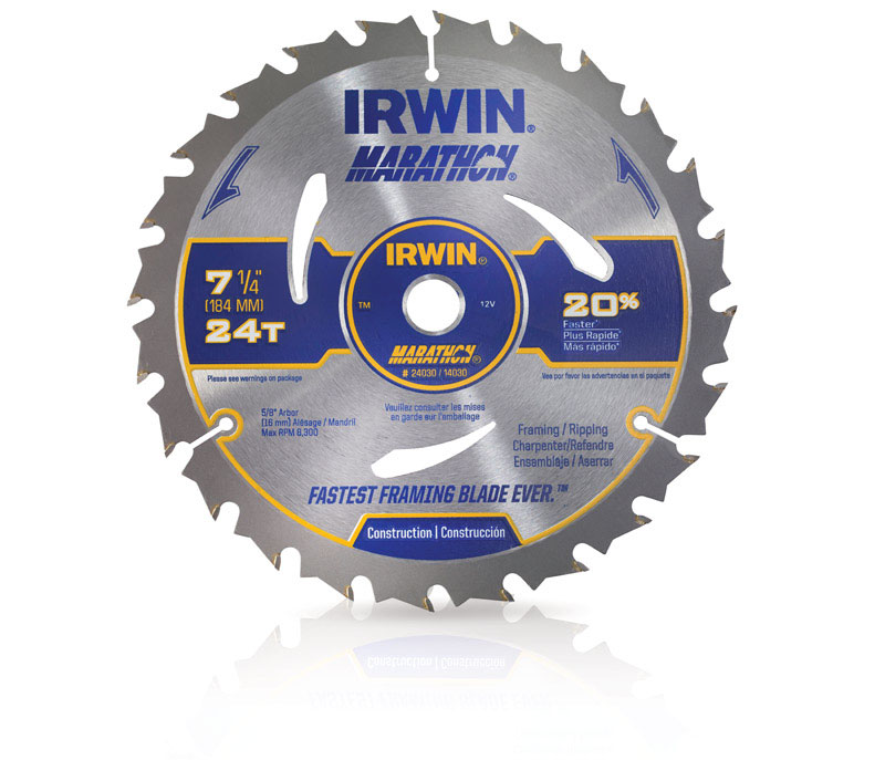 Irwin Marathon 7-1/4 in. D X 5/8 in. Carbide Circular Saw Blade 24 teeth 1 pk