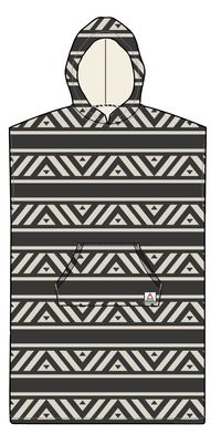 Baja Recycled Towel Poncho - Black/ White Pattern