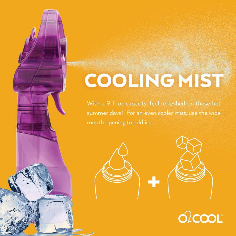 O2COOL Deluxe 3 in. Water Misting Personal Fan in Purple FML0001