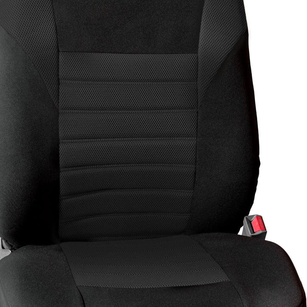 FH Group Premium 3D Air Mesh 47 in. x 23 in. x 1 in. Air Bag Compatible Full Set Car Seat Covers DMFB068BLACK115