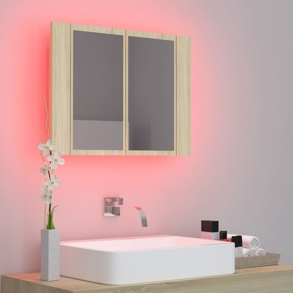 LED Bathroom Mirror Cabinet Sonoma Oak 23.6