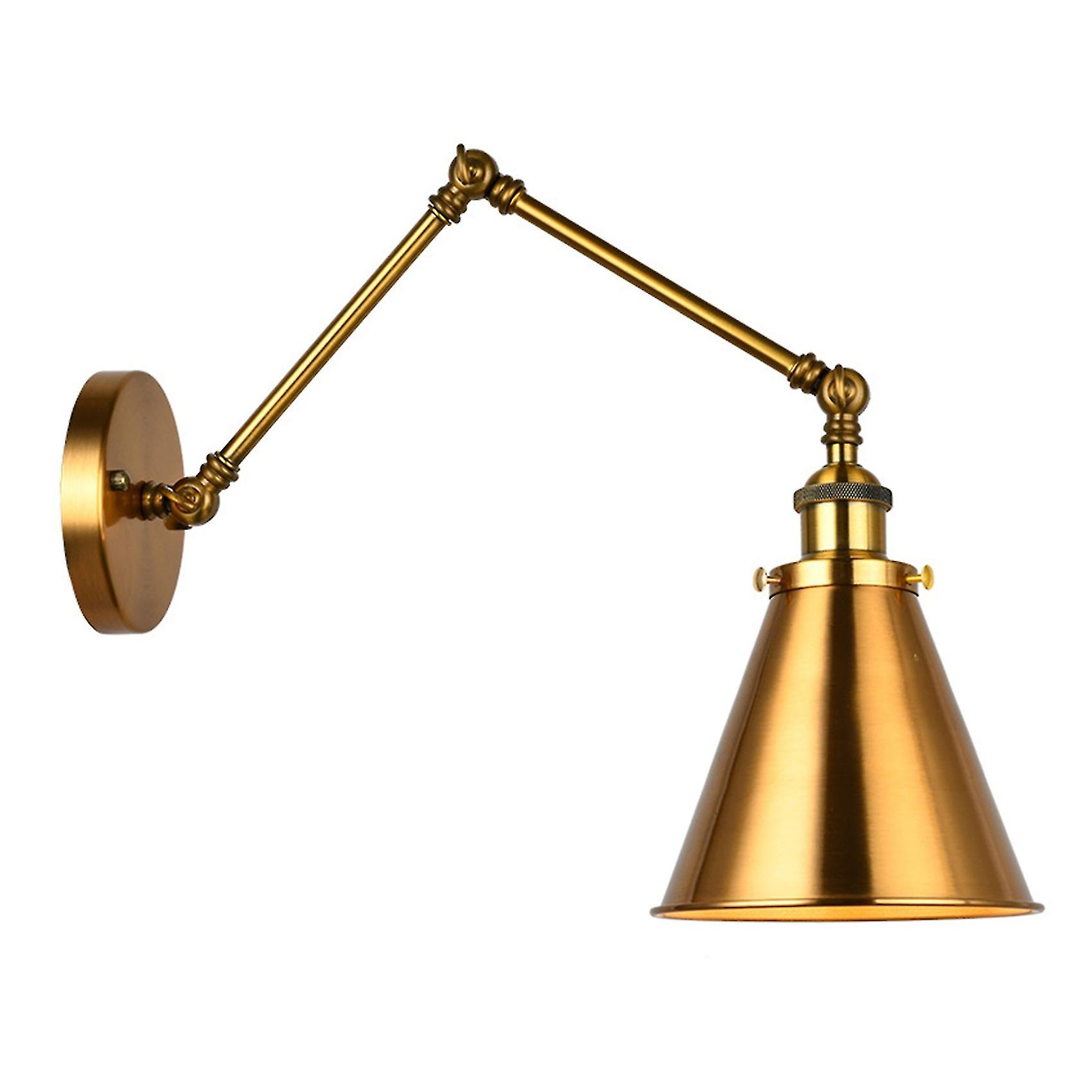 Industrial Wall Sconce Light Brass Cone Shade Wall Light With Adjustable Arm For Indoor Home Bar Wa