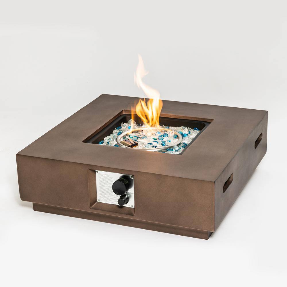 Tunearary 50000BTU Brown Outdoor Concrete Fire Pit Table with Propane Tank Cover W853HZPS00004