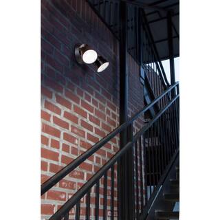 LUTEC 2-Light Black Outdoor Integrated LED Wall Mount Flood Light P6221B