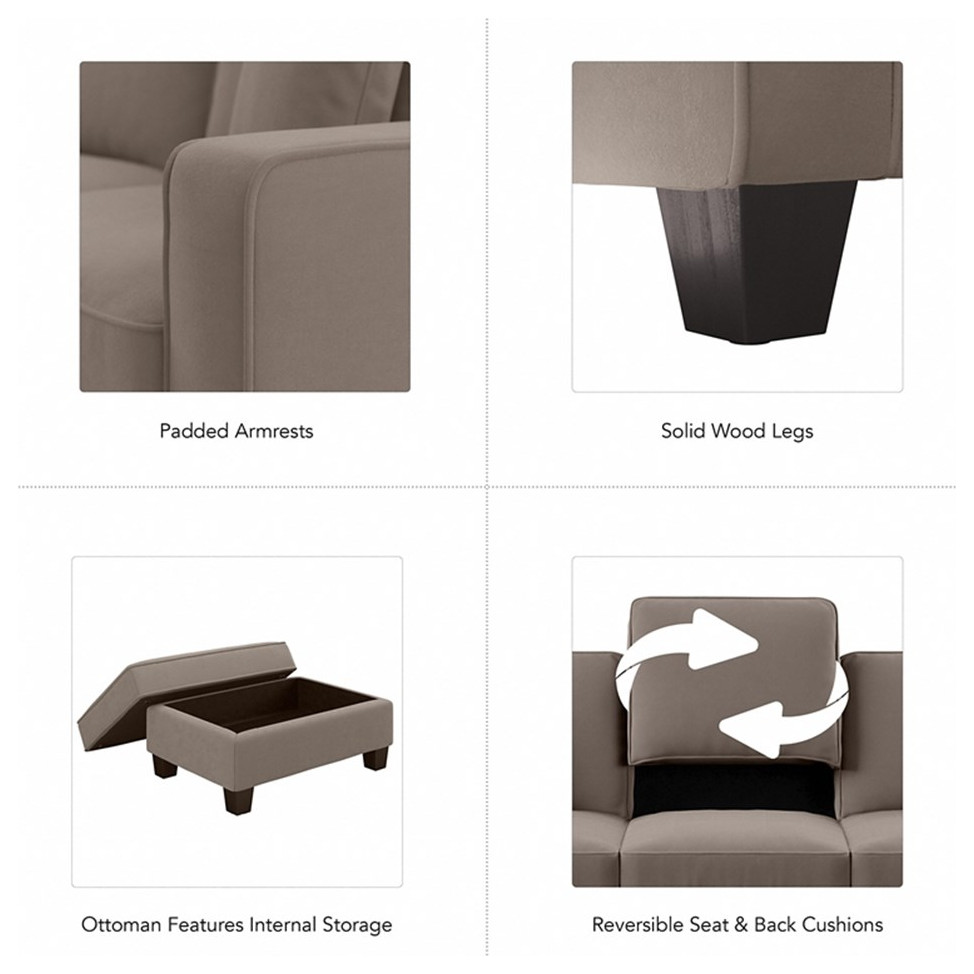 Stockton 85W Sofa  ampLoveseat with Chair  ampOttoman in Dark Gray Microsuede Fabric   Loveseats   by Homesquare  Houzz