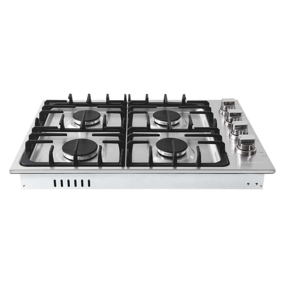 Cosmo 30 in Gas Cooktop in Stainless Steel with 4 Italian Made Burners