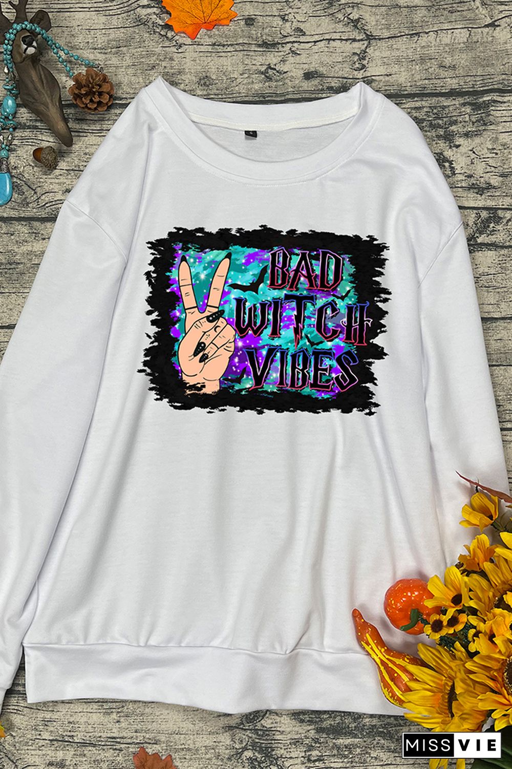 Bad Witch Vibes Print O-neck Long Sleeve Sweatshirts Women Wholesale