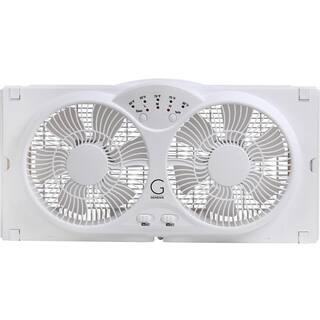 Genesis Twin Fan High Velocity Reversible AirFlow Fan, LED Indicator Lights Adjustable Thermostat & Max Cool Technology, ETL Certified, White (A1WINDOWFAN)