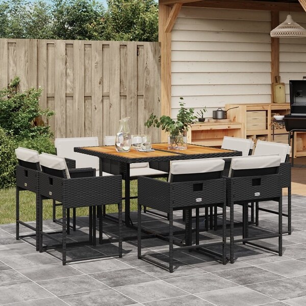 vidaX Patio Dining Set with Cushions Poly Rattan