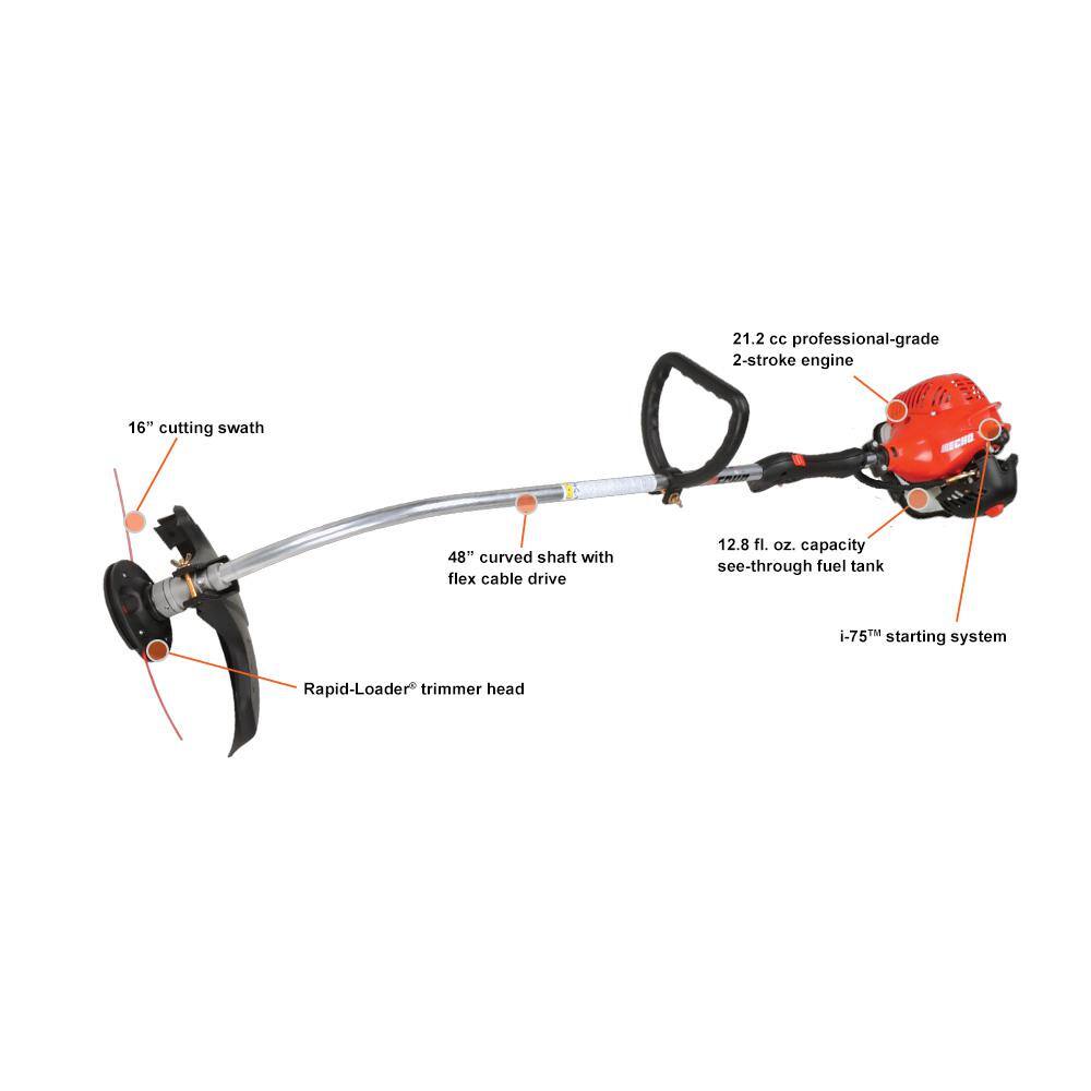 ECHO 21.2 cc Gas 2-Stroke Easy Start Curved Shaft String Trimmer GT-225I