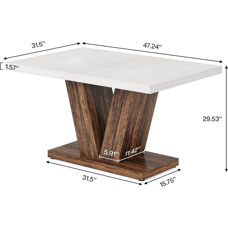 Rectangle Dinner Table for 4  Industrial Wooden Eating Table for Home  Dining Room