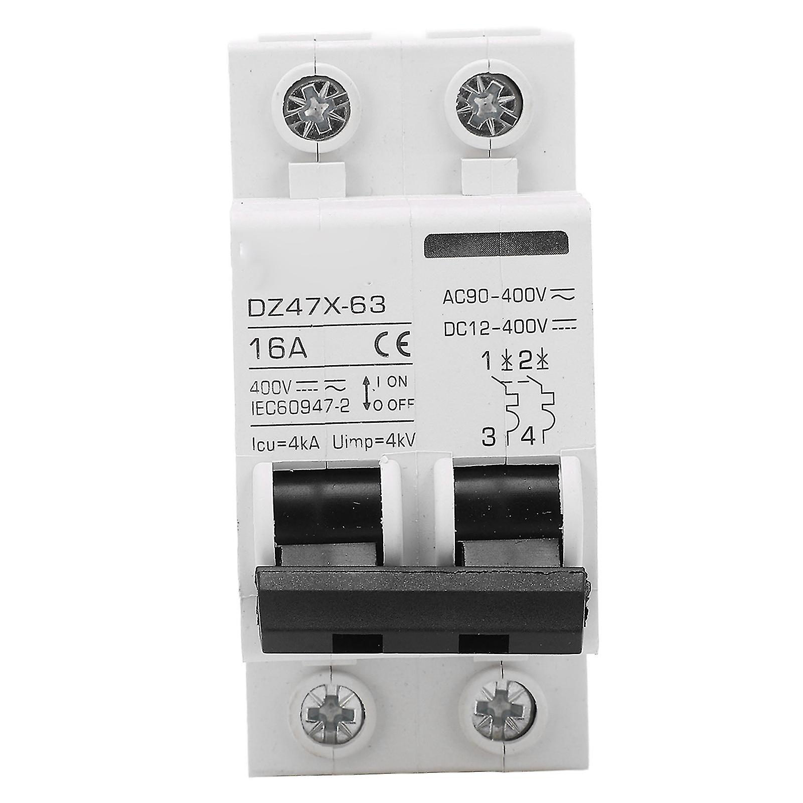 2P Mini DC AC Circuit Breaker 4000A Breaking Capacity Pa66 Small Circuit Breaker 16A 400V