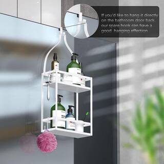 Dracelo Shower Caddy Organizer Mounting Over Shower Head Or Door Extra Wide Space with Hooks for Razorsand in White B08KHL74TK