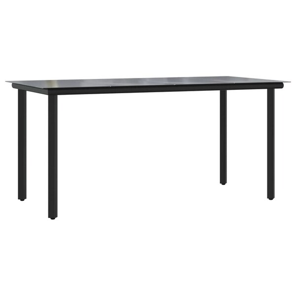 vidaXL Outdoor Dining Table Patio Table with Glass Top Garden Furniture Steel