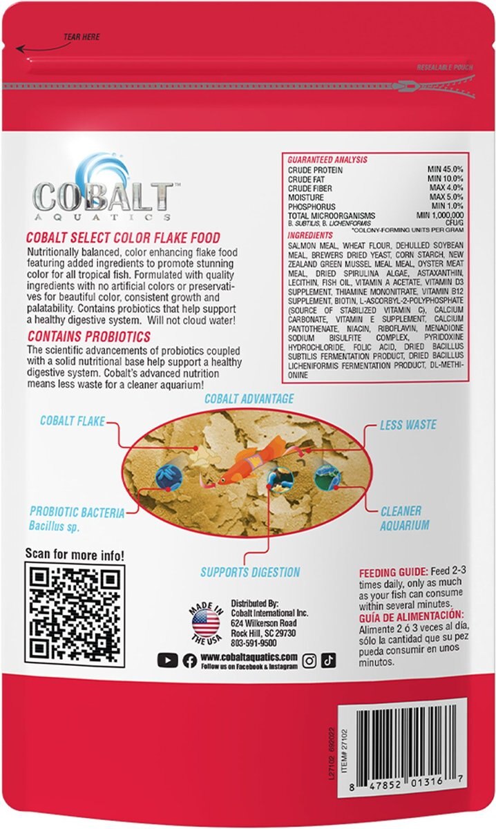 Cobalt Aquatics Select Color Flakes Fish Food