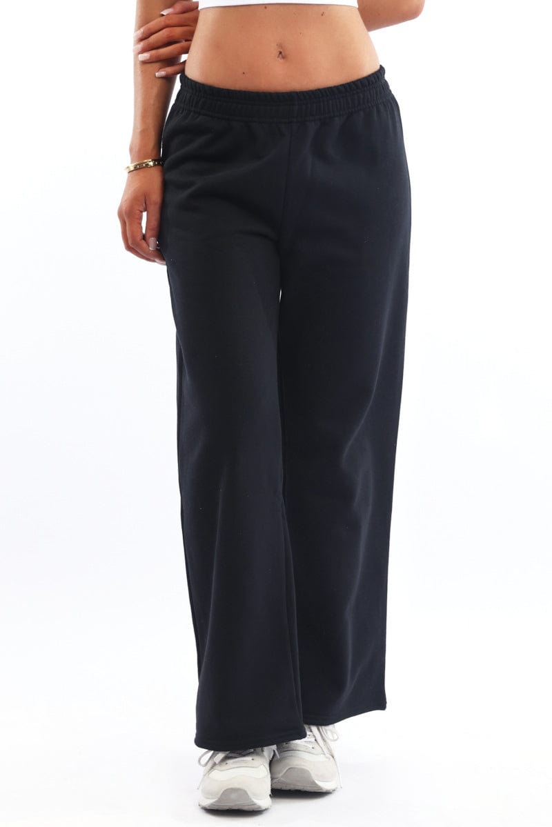 Black Track Pants Wide Leg