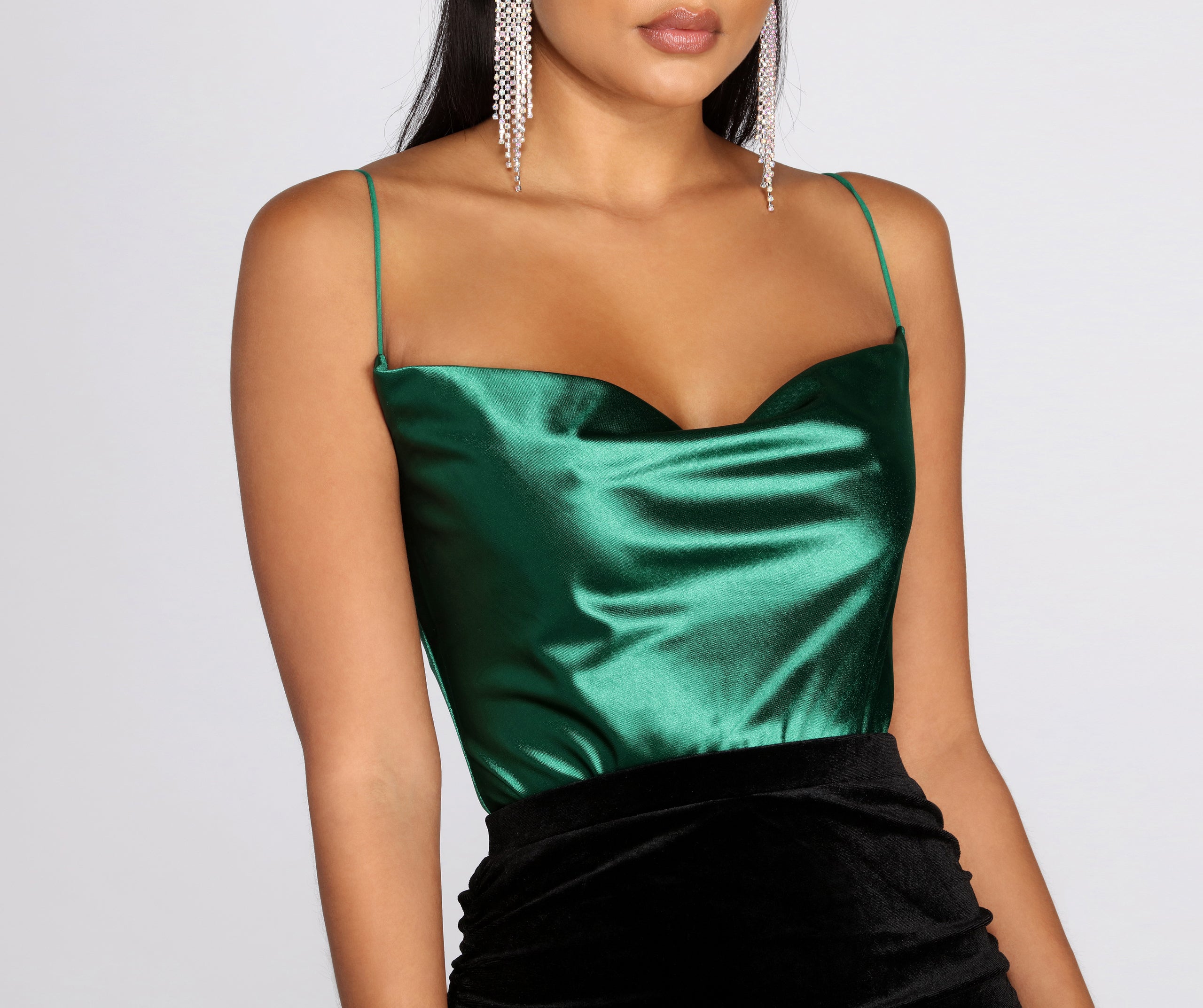 Satin Cowl Neck Bodysuit