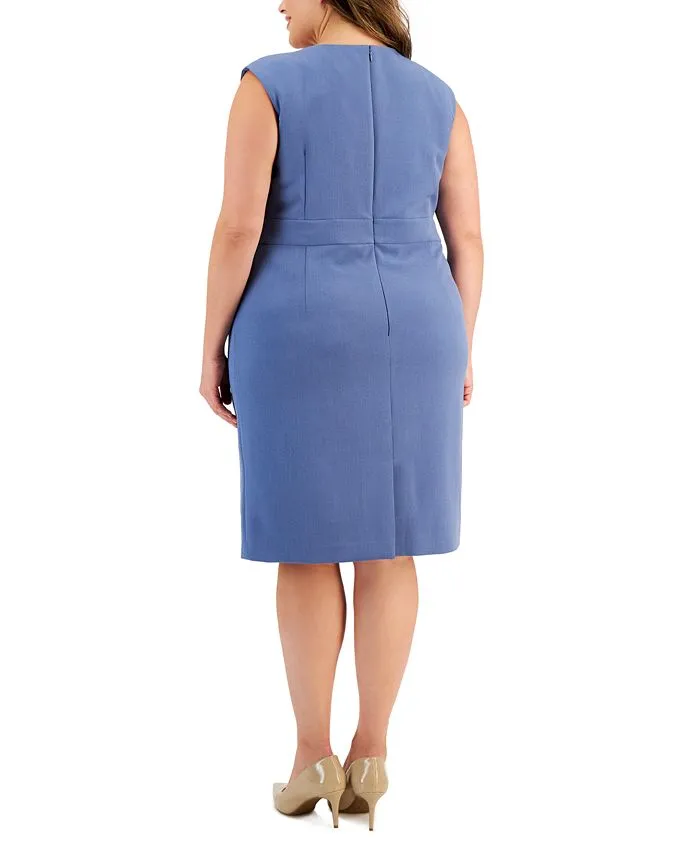 Plus Size Stretch Crepe Seamed Sheath Dress