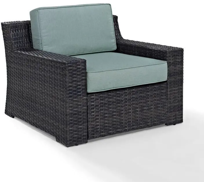 Beaufort Blue Mist and Wicker Armchair