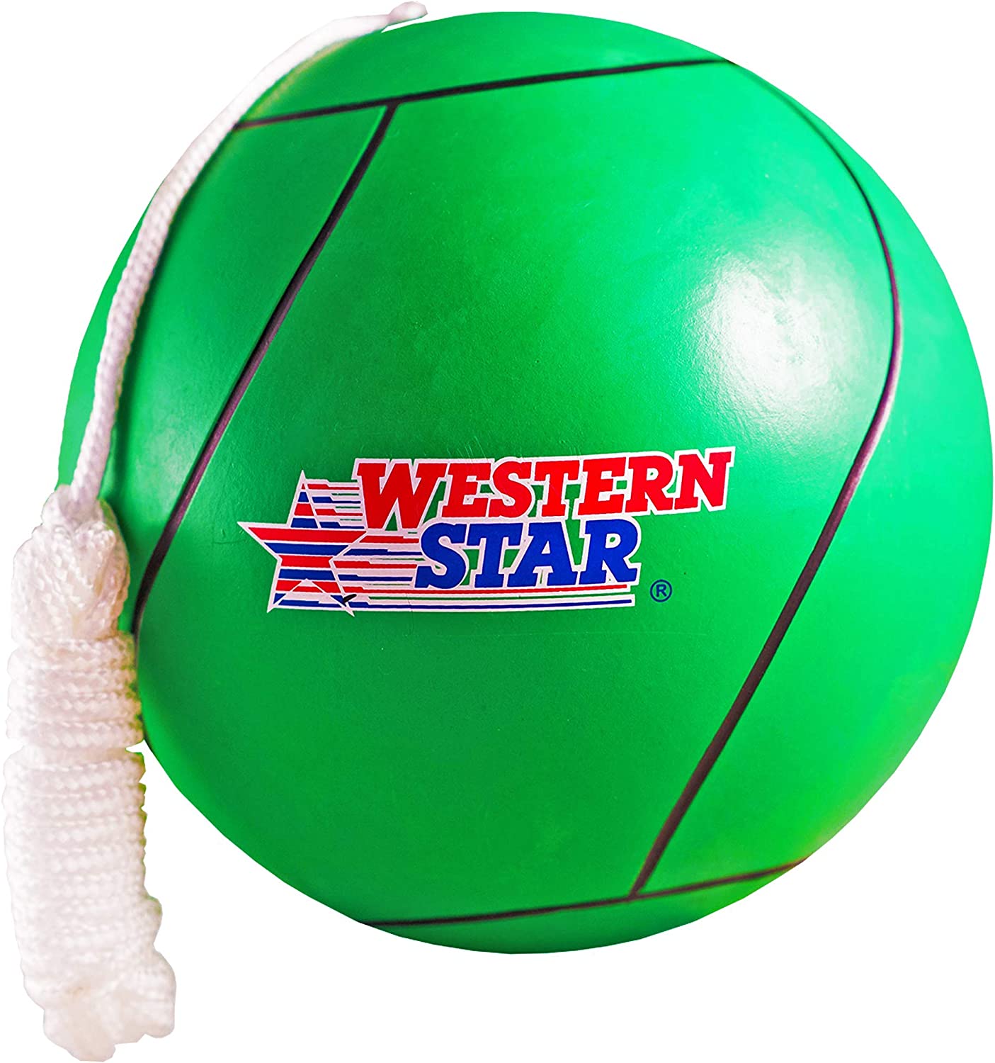 Western Star Green Rubber Tether Ball with Durable Rope