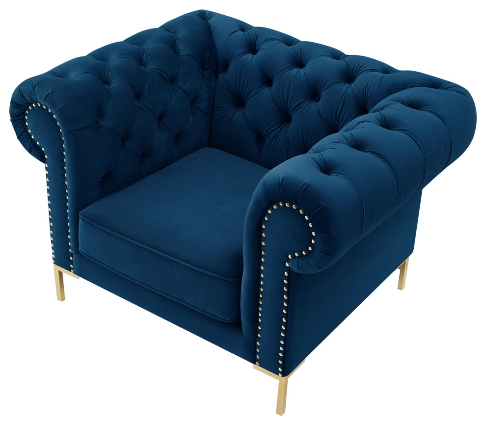 Inspired Home Ariadna Club Chair Button Tufted  Velvet   Contemporary   Armchairs And Accent Chairs   by Inspired Home  Houzz