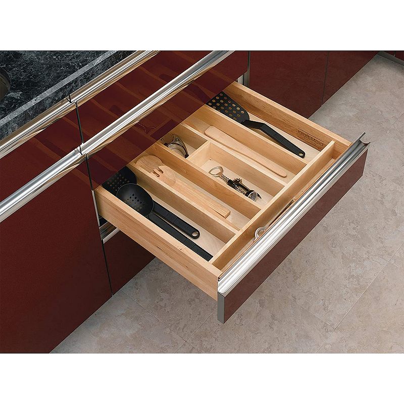 Rev-A-Shelf 4WUT-3 24-Inch Tall Wooden Kitchen Drawer Utility Tray Insert， Maple