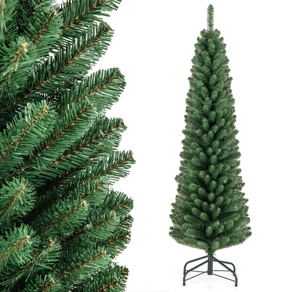 Costway 5/6/7/8 FT Pencil Christmas Tree Artificial Xmas Tree with