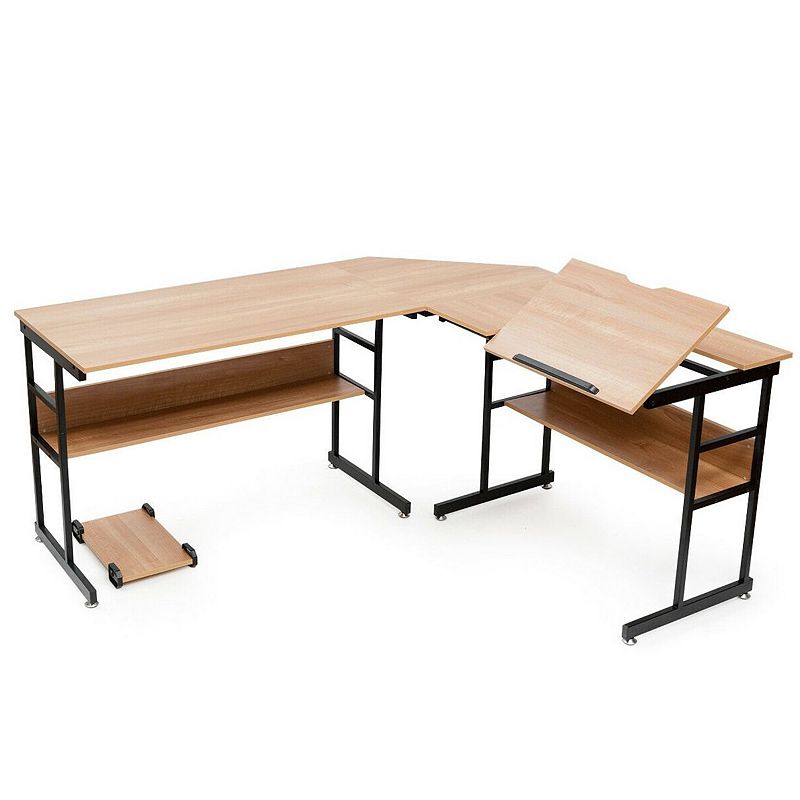 L-shaped Computer Desk Drafting Table