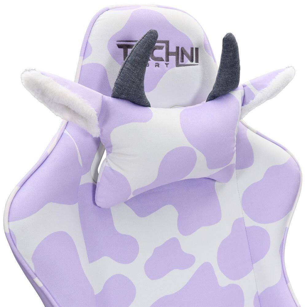 Techni Sport Cow Series TS85 Lavender Gaming Chair with Adjustable Arms RTA-TS85-LAV