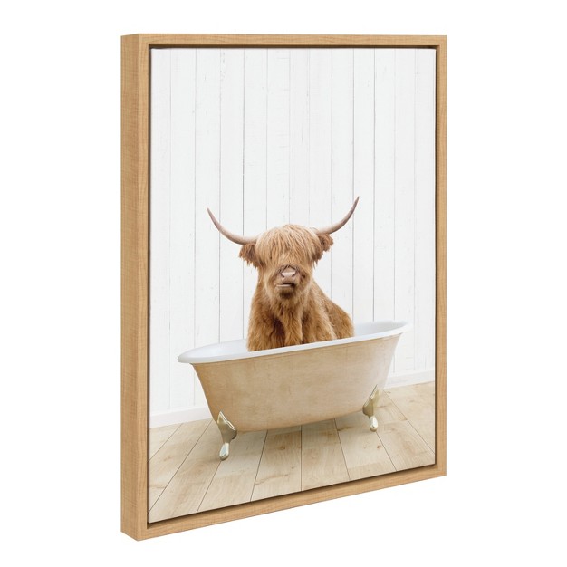 X 24 quot Sylvie Highland Cow Farmhouse Bath Frame Canvas By Amy Peterson Natural Kate amp Laurel All Things Decor