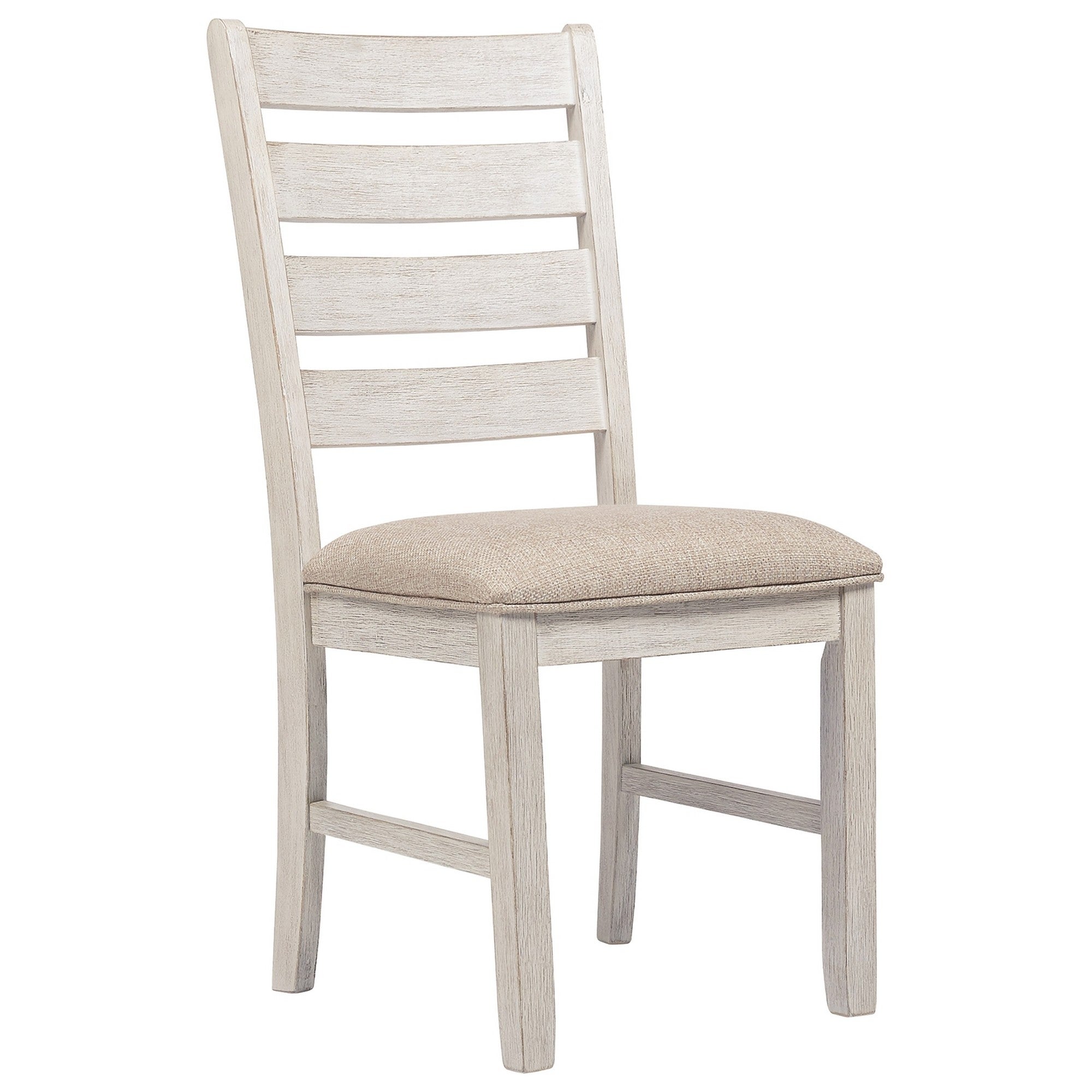 Fabric Dining Side Chair with Ladder Back， Set of 2， White and Brown - 39 H x 22 W x 18 L