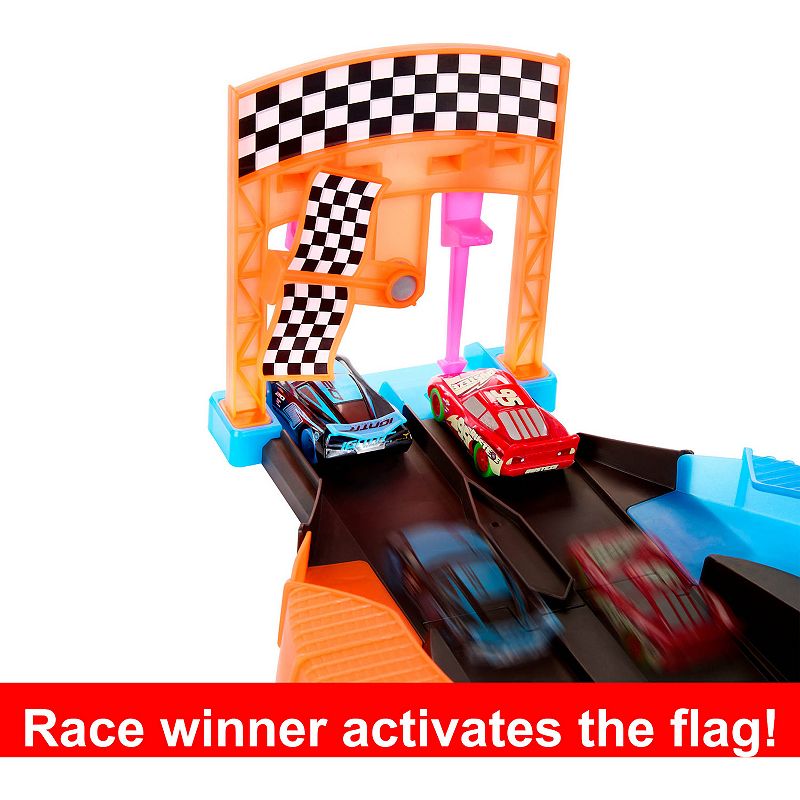 Mattel Disney / Pixar's Cars Glow Racers Launch and Criss-Cross Playset with 2 Glow-in-the-Dark Vehicles