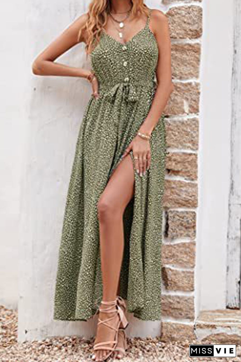 Floral Print Halter Neck Long Dress Wholesale