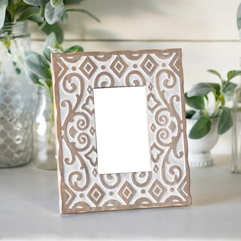 White Wash Wood Design 4x6 Picture Frame