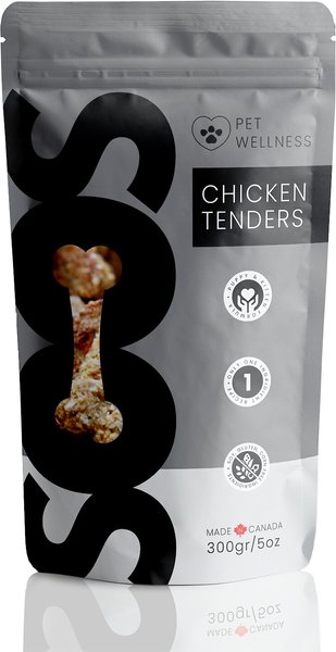 Soos Wellness Chicken Tenders Jerky Dog Treats， 4-oz bag