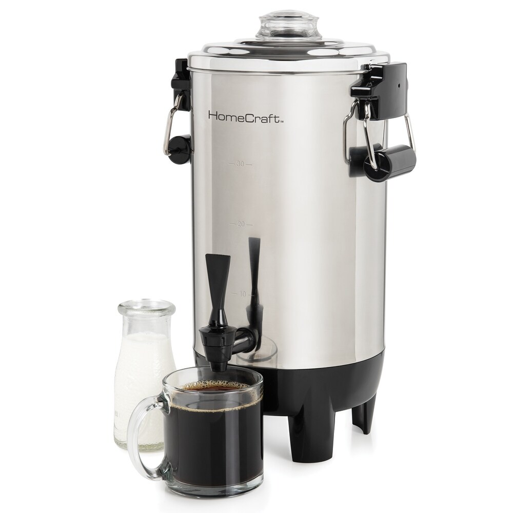 HomeCraft Quick Brewing 1000 Watt Automatic 30 Cup Coffee Urn   Stainless Steel   30 cups   30 cups