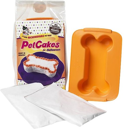 PetCakes Carob Flavor Microwavable Halloween Cake Mix Kit w/ Bone Shaped Dog Treat Pan