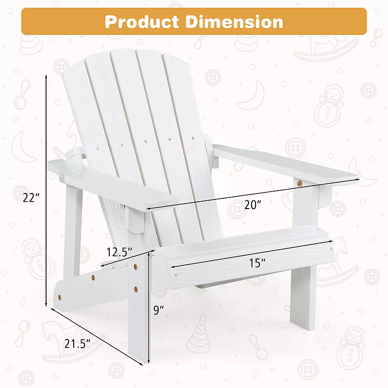 Kid's Adirondack Chair with High Backrest and Arm Rest