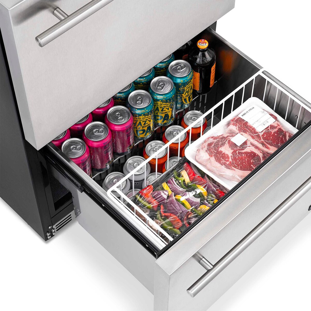 NewAir 24-Inch 4.1 Cu. Ft. Built-in 20 Bottle and 80 Can Dual Drawer Wine and Beverage Fridge