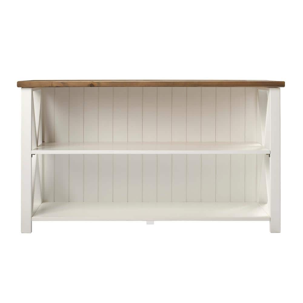 Welwick Designs 30 in. WhiteReclaimed Barn Wood 2-shelf Accent Bookcase HD8294