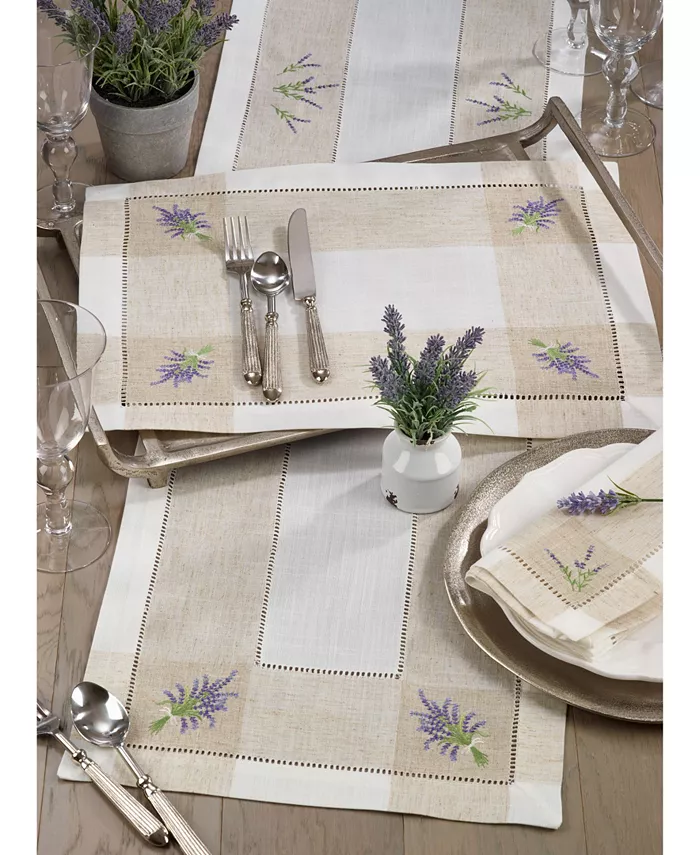 Saro Lifestyle Lavender Embroidery Hemstitch Runner